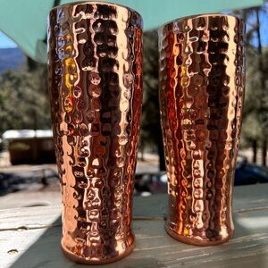 Rare Pier 1 copper, stainless steel, Tall Pilsner mugs
